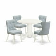 thumbnail image 2 of East West Furniture East-West Furniture SHSI5-WHI-15 - A dining room table set of 4 amazing parson chairs with Linen Fabric Baby Blue color and a gorgeous wood table with Linen White color, 2 of 6