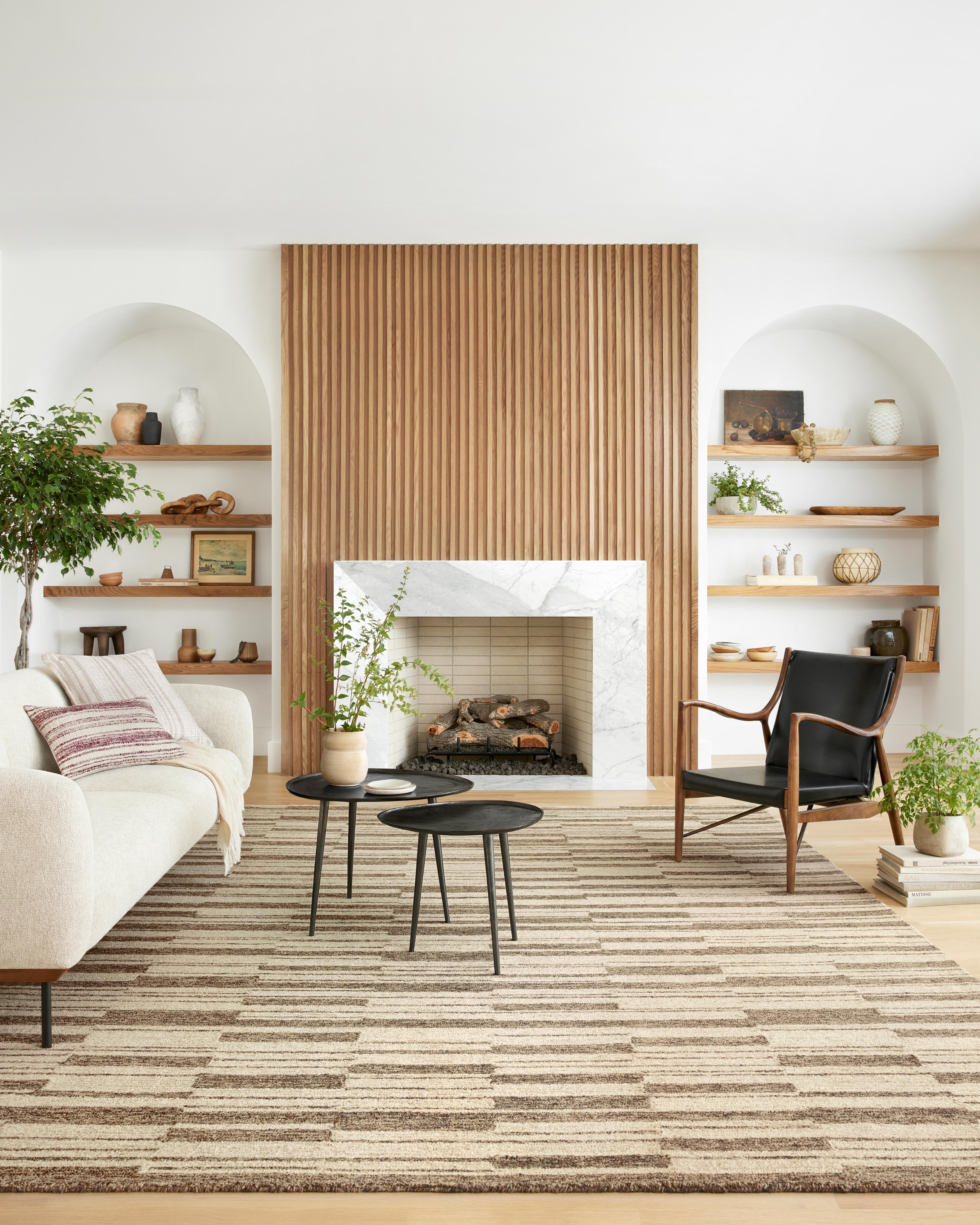Chris Loves Julia x Loloi Polly Striped Beige/Tobacco 2'-3" x 3'-9" Area Rug