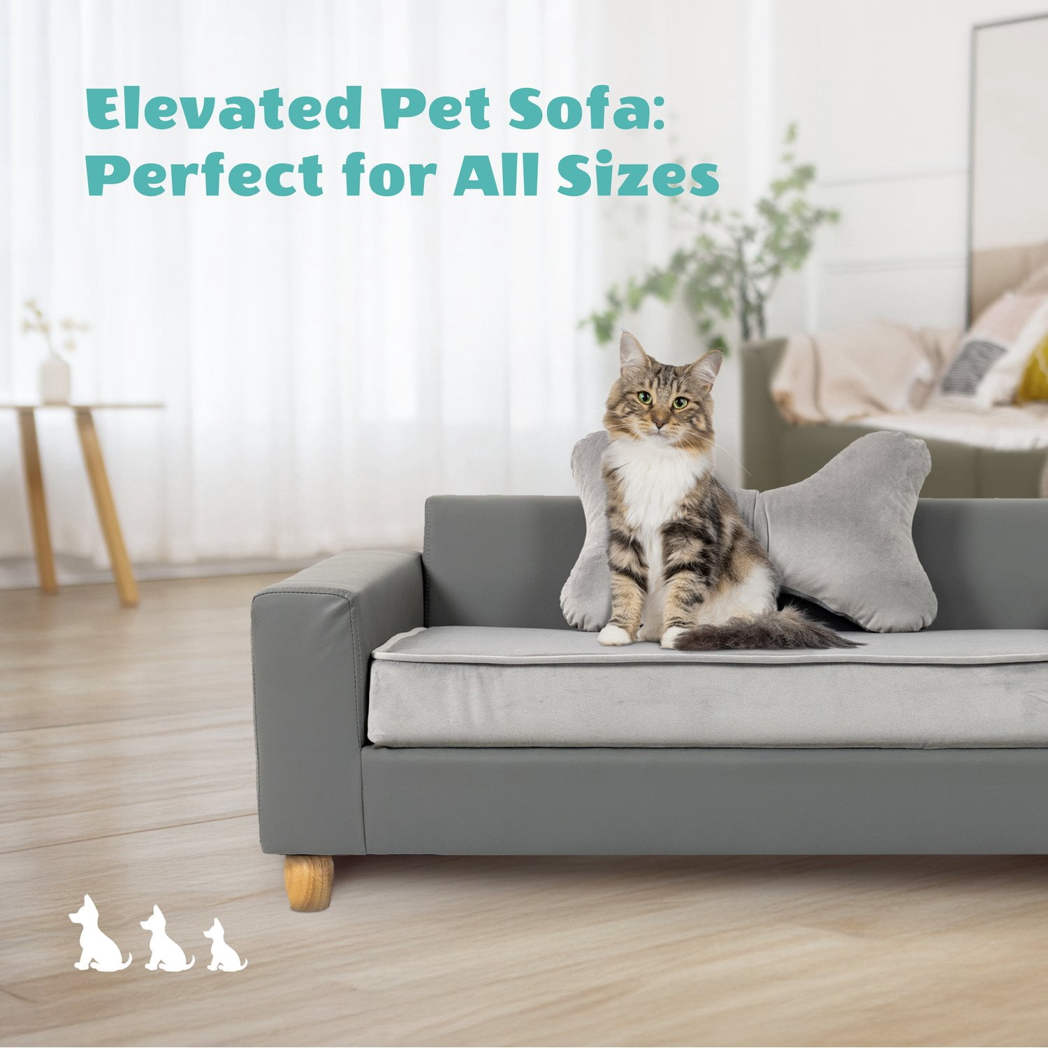 Critter Sitters 43-in Faux Leather Durable Washable Pet Bed for Large Cats & Dogs in Dark Grey, CSPETBED12-DKGRY