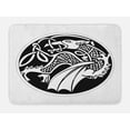 thumbnail image 1 of Celtic Bath Mat, Astronomical Druidic of a Mythical Dragon in Round Shape Form Background, Plush Bathroom Decor Mat with Non Slip Backing, 29.5" X 17.5", Black and White, by Ambesonne, 1 of 2