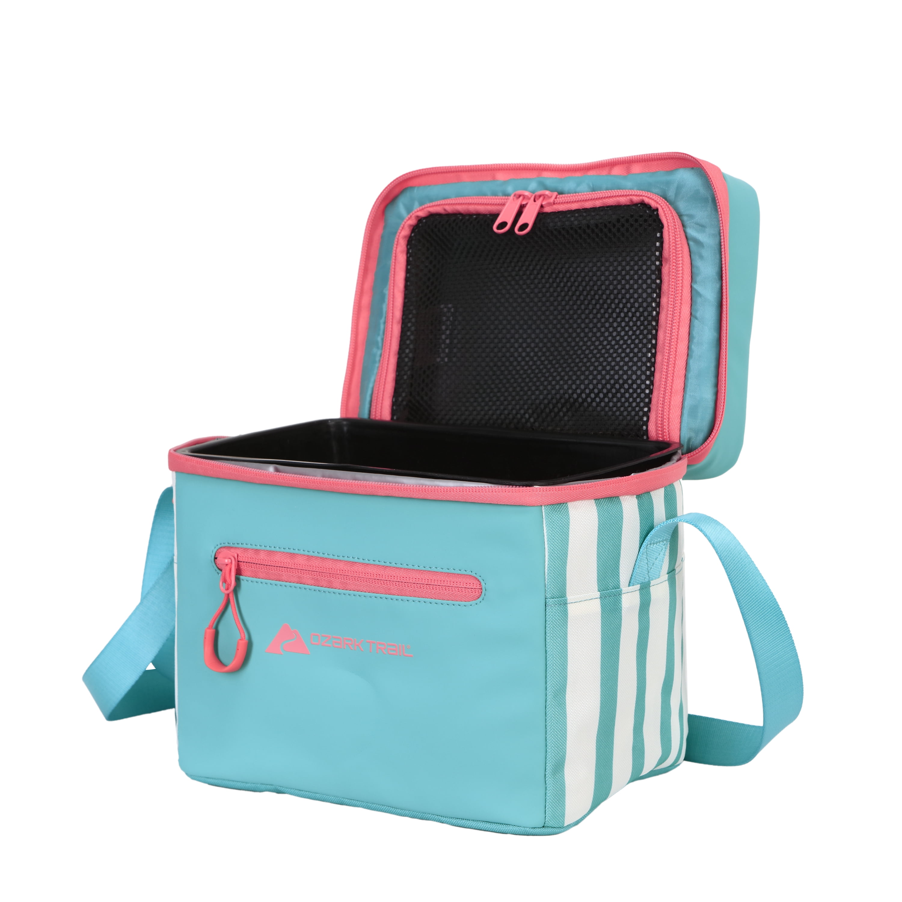 Ozark Trail Coated Soft Side Cooler with Removable Hardliner, 6 Can , 6 Quart Capacity, Summer Vibes Collection, Bright Green
