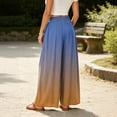thumbnail image 6 of Women's Ombre Gradient Palazzo Pants, High Waisted Wide Leg Long Trousers with Pockets, Casual Summer Beach Flowy Skirt Pants, 6 of 6