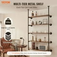 thumbnail image 2 of VEVOR Industrial Pipe Shelf 5 Tier 2PCS 11.8in W Wall-Mount Planks NOT Included, 2 of 9