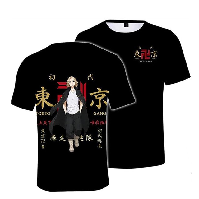 Camiseta de anime japonés Impresión digital 3D Cuello redondo Manga corta Camisa de cobertura