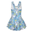 thumbnail image 5 of COEQINE Girls One Piece Swimsuit with Attached Liner, Scoop Neck V-Back Swim Dress for Swim Lessons, Polyester Spandex Bathing Suit for Girls 3-4 Year Olds, Easter Bunny Egg Star Floral Blue, 5 of 8
