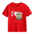 thumbnail image 4 of XXWXYD Clearence Floral Easter Bunny Tee for Girls - Vibrant Spring Colors Cotton Shirt, Skin-Friendly Kids Tshirt Perfect for Easter Sunday & Seasonal Photoshoot (8-9 Years,Red), 4 of 7