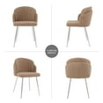 thumbnail image 2 of Teddy Fleece Dressing Chair, Modern Dining Chair with Silver Metal Legs, Armchair Upholstered Dining Chairs, Accent Desk Chair for Dining Room, Kitchen, Vanity, Living Room(Brown,Set of 2), 2 of 10