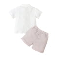 thumbnail image 6 of Summer Baby Boy Clothes Toddler Boys Summer Outfits Linen Short Sleeve Button Down Shorts Set Toddler Outfit White 3-4 Years, 6 of 6