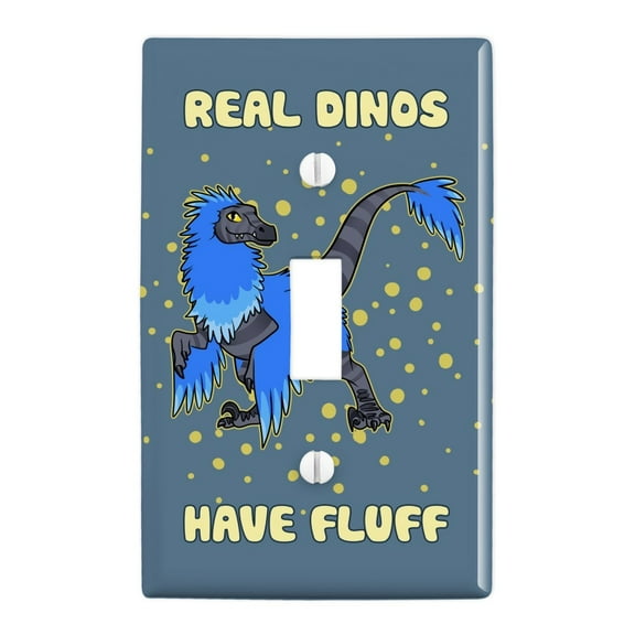 Real Dinos Have Fluff Raptor Dinosaur Plastic Wall Decor Toggle Light Switch Plate Cover