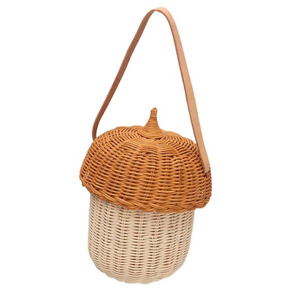 Storage Basket, Decorative Handmade Kids Woven Basket, Durable Rope Basket with Acorn Shaped for Plants, Key, Sunglasses, Wallet on Door, Fern Wall Hanging Basket Planter