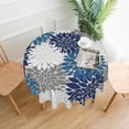 thumbnail image 5 of Navy Blue Dahlia Floral Tablecloth Round 70x70 Inch Summer Table Cloth,Stain Resistance Grey White Modern Geometry Flower Decor Table Covers for Kitchen Dining,Small Tablecloth for Party Picnic, 5 of 5