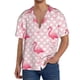 thumbnail image 1 of Balery Cute Flamingo with Heart Camisa Casual de Manga Corta con Botones para Hombre, Texturizada, Estilo Cubano, para Playa, Verano-3X-Large, 1 of 5