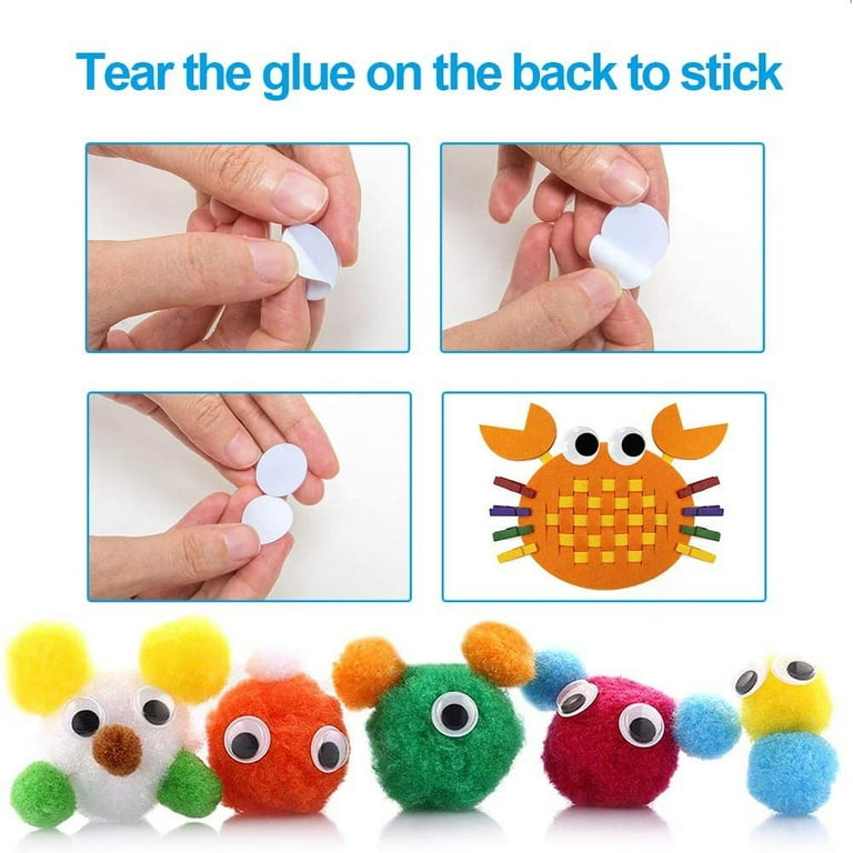 500PCS 6-12mm Plastic Self Adhesive Googly Wiggle Eye Stickers for Doll Toy  DIY