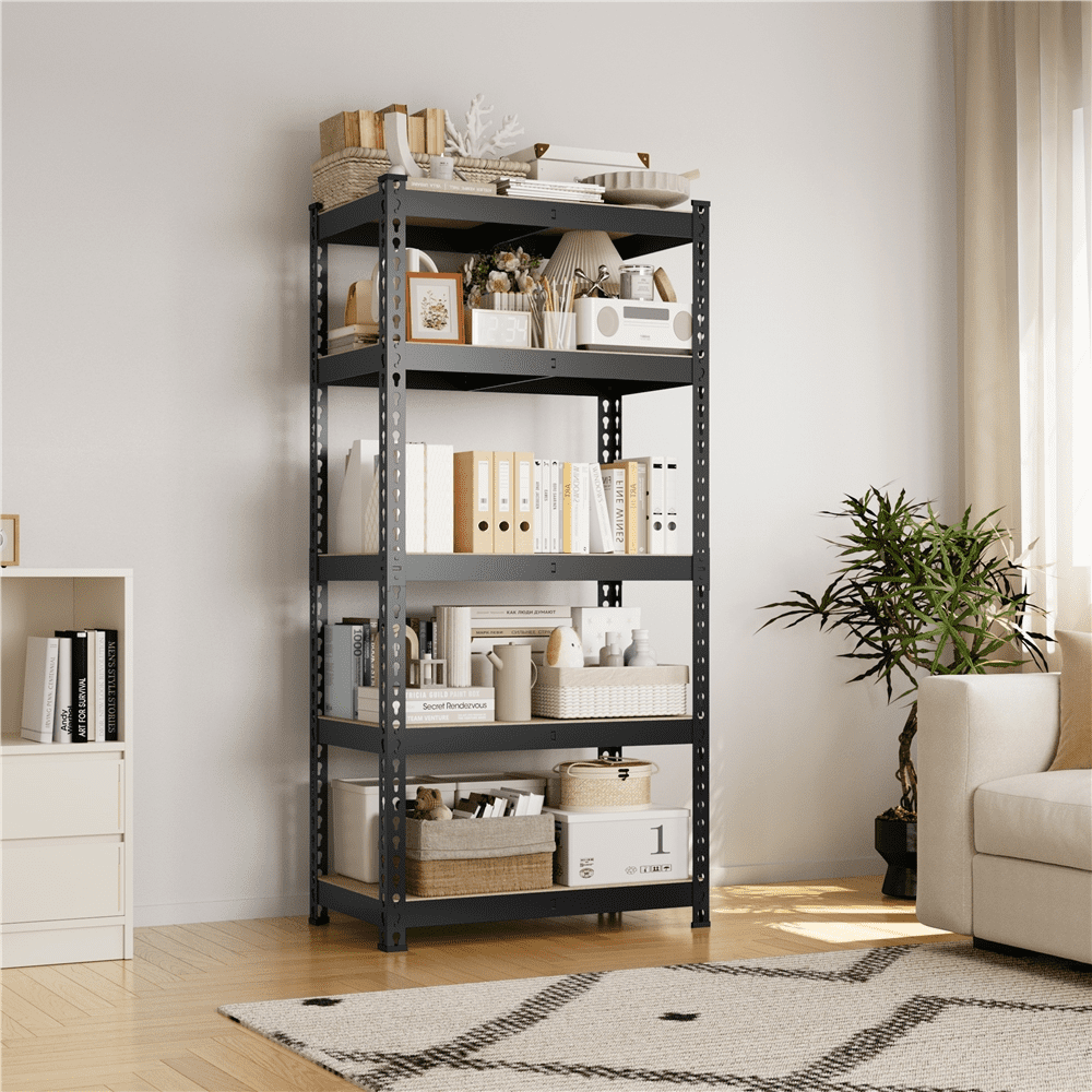 Yaheetech 60''H 5-Tier Metal Boltless Adjustable Storage Shelf, Black