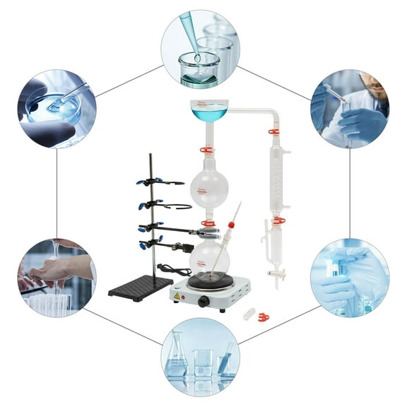 Organic Chemistry Lab Glassware Glass Kit Distillation Equipment Set 1000mL NEW