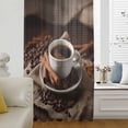 thumbnail image 6 of Hot Coffee Sheer Curtains 108 Inches Extra Long, Cinnamon Cafe Beans Latte Cup Rustic Vintage Light Filering Curtains, Privacy Drapes Simi Floor to Veiling Curtain for Living Room Window Treatment, 6 of 9