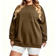 thumbnail image 4 of Binmer Women’s Plus Size Crew Neck Long‑Sleeve Sweatshirt, Oversized Casual Solid Color Pullover Top with Front Pocket,Sizes L-5XL, 4 of 9