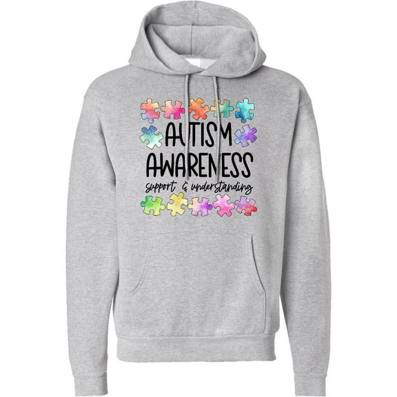 Inktastic Autism Awareness Support and Understanding Puzzle Pieces Adult Hoodie Sweatshirt