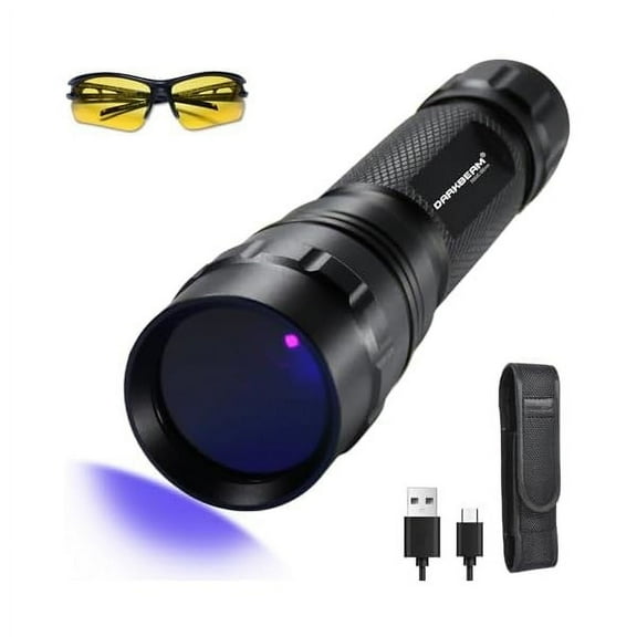 ZC UV Flashlight 365 nm Light Blacklight, Mini Powerful Wood’s Lamp USB-C Rechargeable, LED 10W Ultraviolet Flashlights Pocket Pet Urine Detector for Mineral, Uranium Glass, Resin Curing
