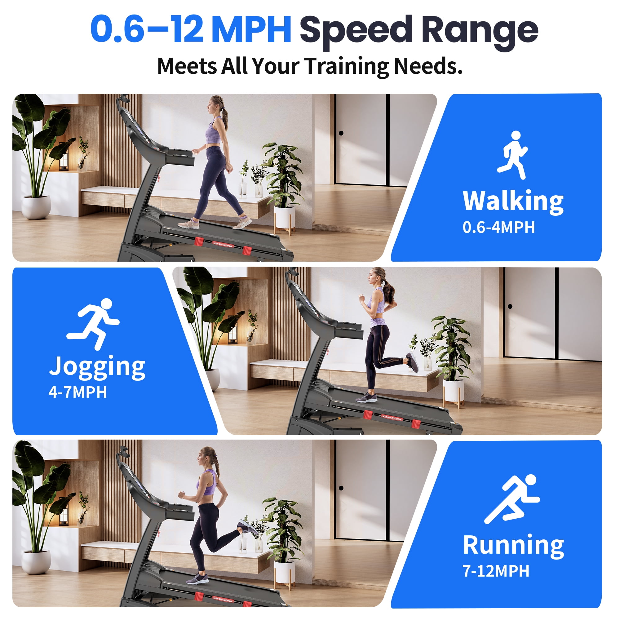 4.5HP Folding Treadmill for Home with 20% Auto Incline,Treadmill 400 LB Capacity Bluetooth App Control, Shock Absorption Running Belt, 0.6–12 MPH,71 Workout Programs