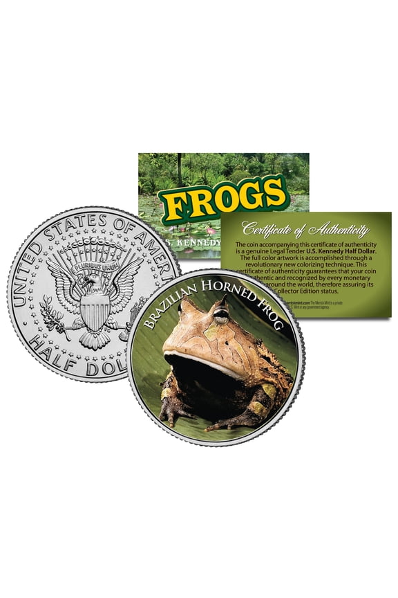 BRAZILIAN HORNED FROG *Collectible Frogs* JFK Half Dollar US Colorized Coin COA