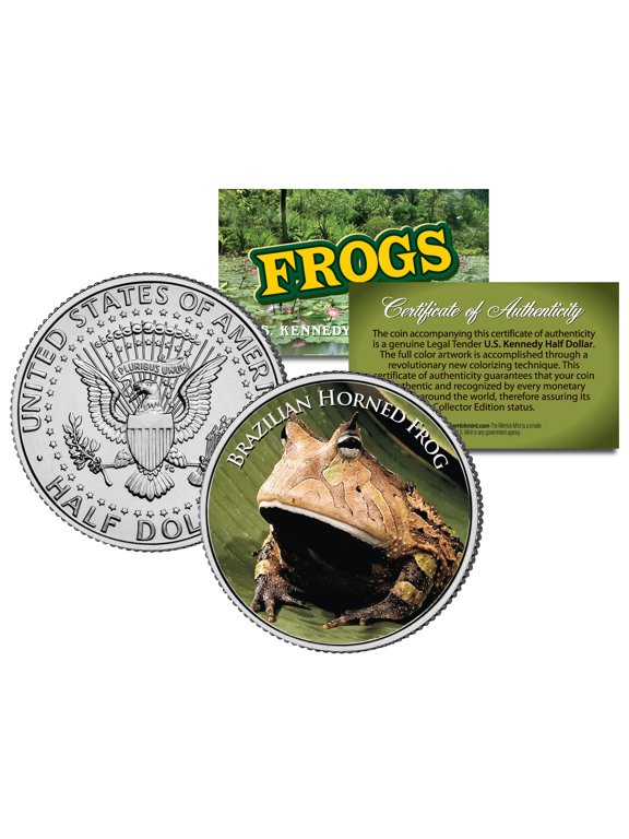 Collectible BRAZILIAN HORNED FROG *Collectible Frogs* JFK Half Dollar US Colorized Coin COA