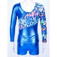 thumbnail image 6 of Aislor Girls Kids 2 Piece Ballet Dancewear Shiny Metallic Long Sleeve Leotard and Shorts Set for Gymnastic, 6 of 7