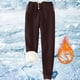 thumbnail image 2 of Pantalones deportivos Prolriy para mujer, con forro cálido, deportivos, de cintura alta, con forro polar, largos y gruesos de invierno para exteriores, color marrón M, 2 of 5