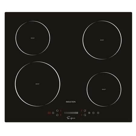 General Electric Stove Empava 24” Electric Stove Top Induction Cooktop Vitro Ceramic Glass With 4 Burners Smooth Surface Black EMPV-IDC24 ()