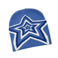 thumbnail image 5 of Women Knit Hat with Star Pattern Slouchy Beanie Soft Lightweight Warm Cap Blue, 5 of 8