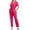 Hot Pink, variant on Ecqkame Two Piece Sets for Women Summer Cool Stretch Solid Color V-Neck Pocket Top and Straight-Leg Pant Set Purple S