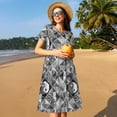 thumbnail image 4 of Balery Yin Yang With Black And White Vestidos sueltos de manga corta para mujer, vestidos de verano 2025, vestidos casuales de corte A con vuelo., 4 of 6