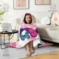 thumbnail image 4 of Wearable Blanket,Pink Butterfly Flower Pattern Hooded Wearable Flannel Blanket for Adults & Teens,Winter Poncho Shawl Wrap Cape Cozy Anti-Pill,50"x60", 4 of 5