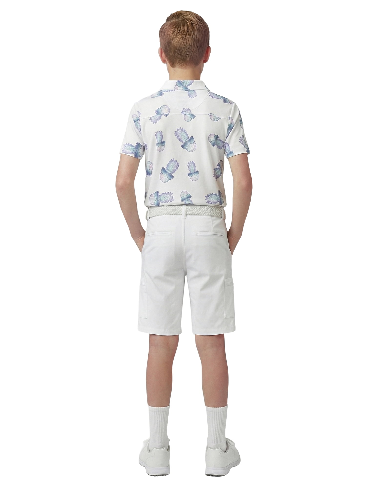 Birdie Bound Boys Print Performance Golf Polo Shirt with UPF50, Sizes XS-XL