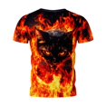 thumbnail image 5 of Men 3D Flame Graphic Crew Neck T-Shirt, Loose Fit Short Sleeve Cool Fire and Fierce Cat Print Basic Tee Summer Daily Casual Streetwear Tops(Black,XXL), 5 of 5