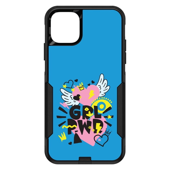 DistinctInk Custom SKIN / DECAL compatible with OtterBox Commuter for iPhone 11 (6.1" Screen) - Girl Power - GRL PWR - Pink, Blue, Yellow