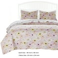 thumbnail image 5 of Milan 3 Piece Microfiber Blooming Flower Pattern Queen Quilt Set, White and Pink- Saltoro Sherpi, 5 of 5