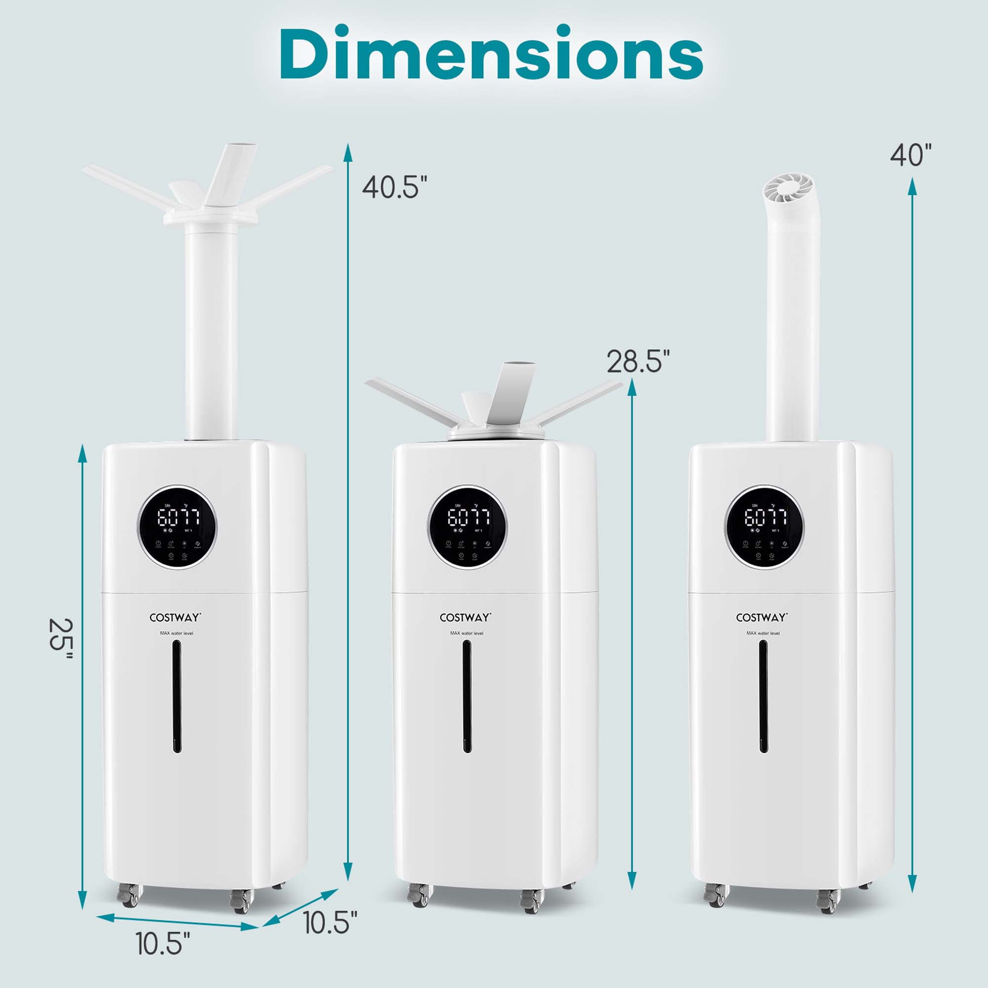 Costway 2200 sq.ft Whole House Humidifier 5.5Gal Top Fill Cool Mist Humidifier with Wheels