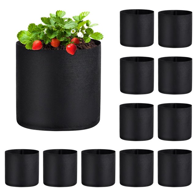 12 macetas de tela, cestas de plantas no tejidas de 3 galones, bolsas de cultivo transpirables, contenedor de plantas engrosado, suministros de jardinería para verduras, flores y frutas