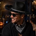 thumbnail image 5 of choiix Womens Halloween Cowboy Hat Set Furry Brim Rhinestone Band With Glasses And Bandana Costume Accessory Party Prop Fancy Dress, 5 of 8