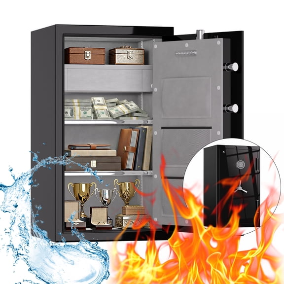 Tigerking Large Fireproof Safe, 8.78 Cu. ft. Steel Home Safe Box with Digital Lock and Drawer for Home and Office, Black