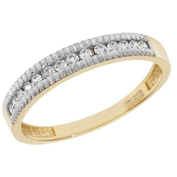 Stunning 9k 2 Colour Gold Women Half Eternity Ring with Cubic Zirconia/CZ