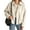 Beige, variant on Long Sleeved Women Spring Fall Faux Suede Bomber Jackets Turn-down Collar Casual Lapel Zipper Jacket
