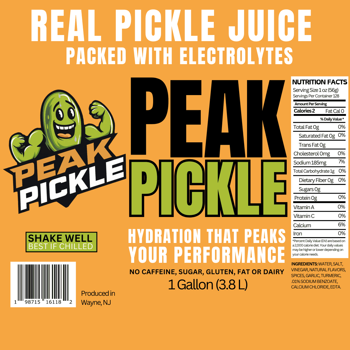 Peak Pickle Dill Pickle Juice-2 Pack of 1 Gallon Pickle Juice Sports Drink For Leg Cramps- Pickle Juice Gallon for Muscle Cramp Relief- Pickle Juice Shots For Leg Cramps- Kosher Dill Pickle Juice