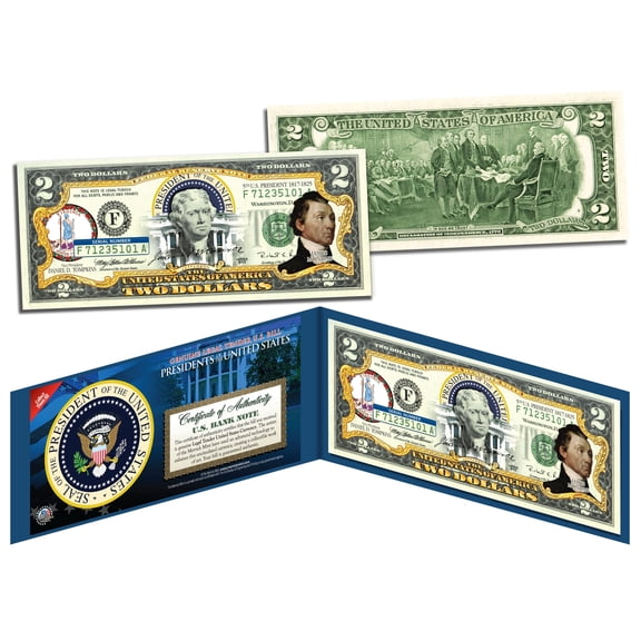 JAMES MONROE * 5th U.S. President * Colorized $2 Bill US Genuine Legal Tender
