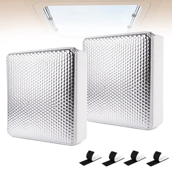 Fatato RV Skylight Insulator 2 Pack, 14" x 14" x 2.8" RV Vent Cover, Blackout Vent Pillow, Reflective 3-Layer Insulation for Camper and Trailer