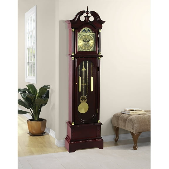 72" Floor Standing Grandfather Clock Cherry Finish