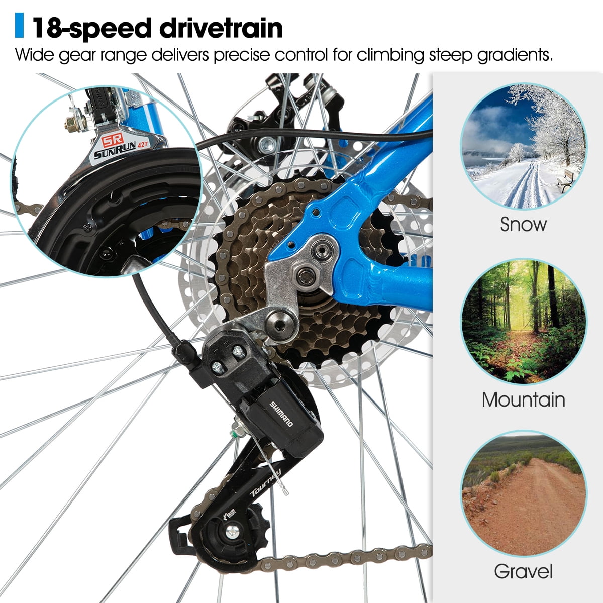 Hiland 26 Inch Mountain Bike, 18 Speed MTB with Dual Disc Brake, Mountain Bike for Men , Aluminium Frame Bicycle