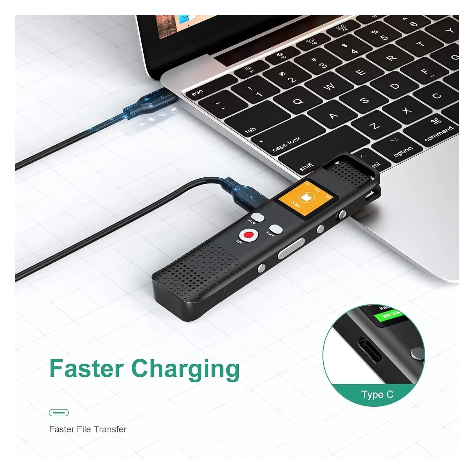 Digital Voice Recorder Voice Activated Recorder for Lectures Meetings Rechargeable Dictaphone ,Excellent Sound Quality