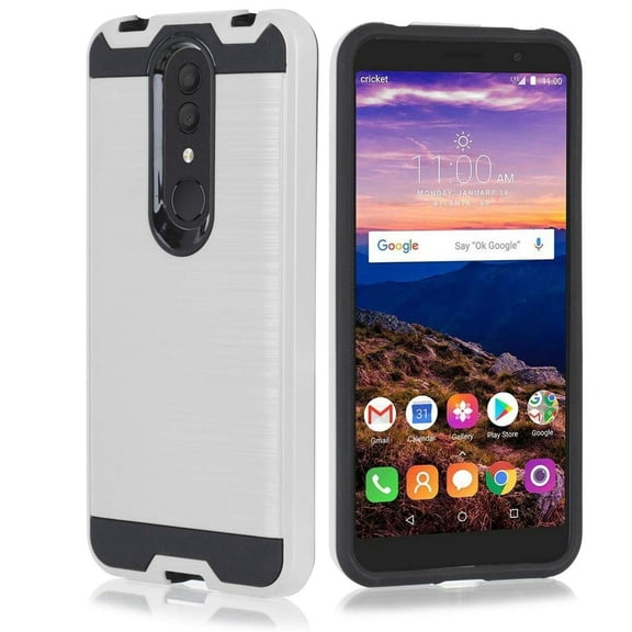 Alcatel 1X 2019 / ONYX Hybrid Metal Brushed Shockproof Tough Case Cover Silver